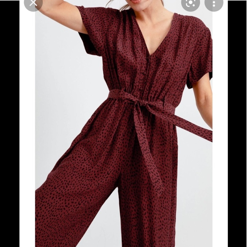 Rails Jet Rust Spotted Print Jumpsuit Size Small - image 2